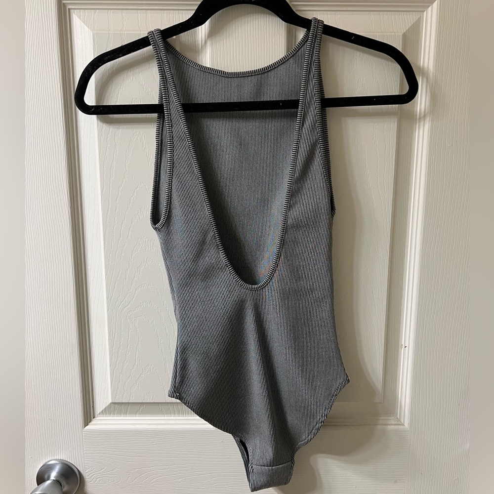 Grey Ribbed Bodysuit - Picture 2 of 2